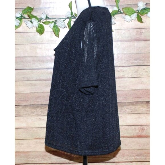 Notations Ladies Black Layered Cardigan Sweater Size L Short Sleeve Faux Cami - Picture 8 of 12
